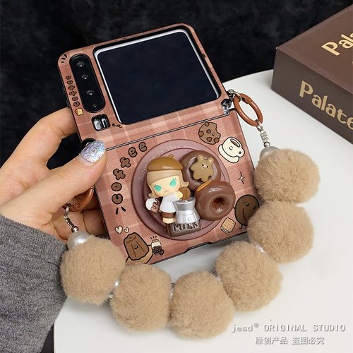 巧克力甜甜圈咖啡茉莉磁吸支架适用荣耀MagicVFlip2华为Pocket2/s折叠屏novaFlip新款PuraX典藏版阔屏手机壳