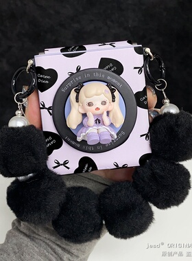 韩系紫底黑色爱心辫子女孩磁吸支架适用华为purax手机壳n3flip荣耀vflip三星zflip7折叠屏小米mix新款pocket2