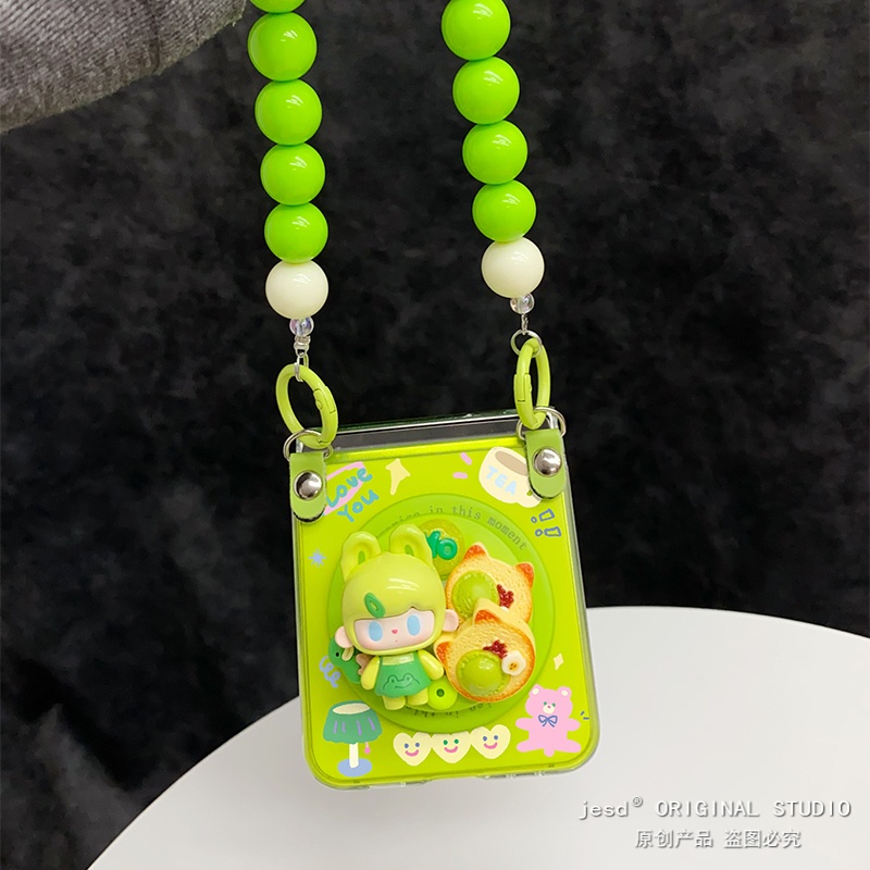 涂鸦卡通可爱兔兔女孩磁吸支架适用摩托罗拉razr50手机壳razr60ultra新款Moto手提razr50ultra创意个性保护套