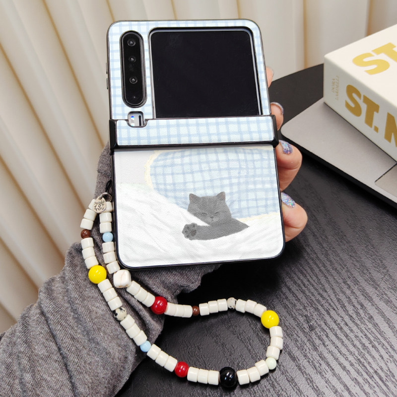 可爱清新手绘睡觉猫咪适用荣耀MagicVFlip2手机壳华为Pocket2/s折叠屏novaFlip新款PuraX典藏版阔屏保护套女