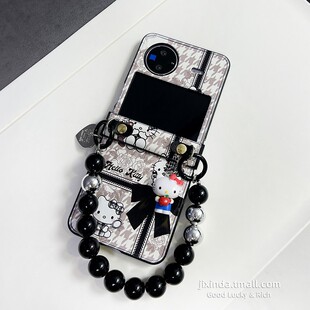 蝴蝶结猫咪铰链全包防摔适用于vivoxFlip手机壳xflip保护套vivo小折叠屏新款 flip手链条女