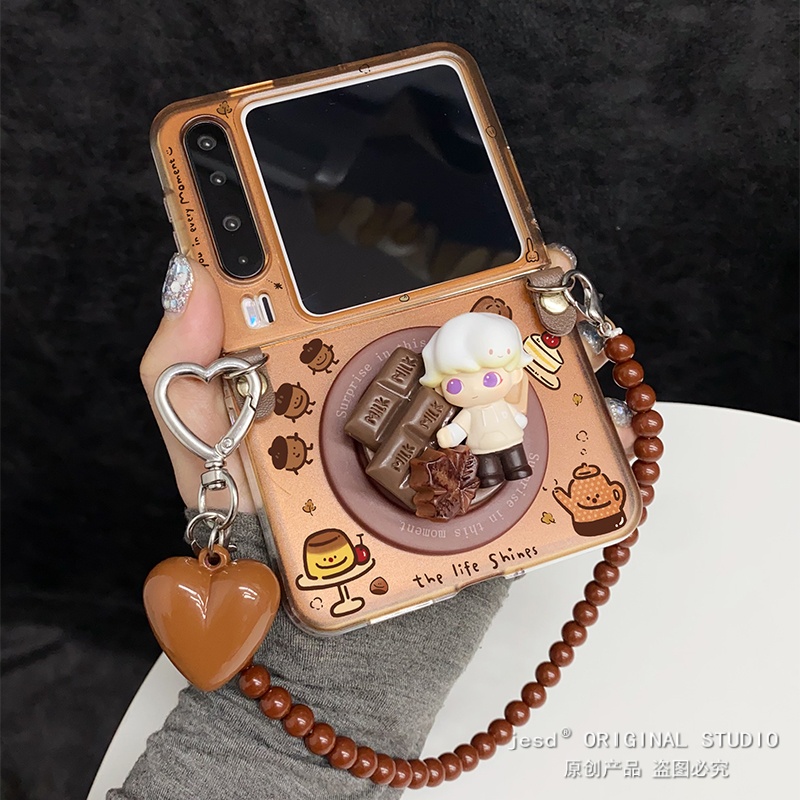 卡通棕色巧克力dimoo磁吸支架适用荣耀MagicVFlip2手机壳华为Pocket2/s折叠屏novaFlip新款PuraX典藏版保护套