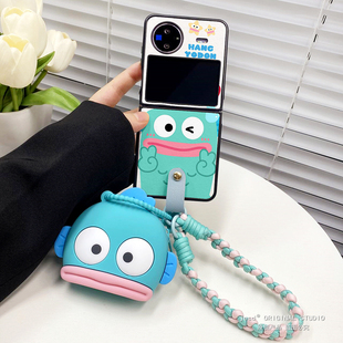 小丑鱼耳机零钱书包手绳适用vivo x flip手机壳创意卡通可爱女新款小折叠屏保护壳皮质vivo斜挎背带手提挂绳