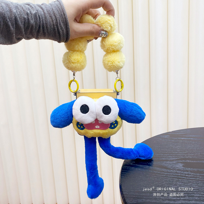 毛绒公仔适用小米mixflip手机壳三星zflip6/5折叠屏保护套挂绳oppofindn3flip华为pocket2荣耀magicvflip外壳