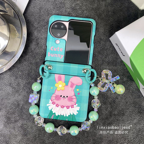 铰链全包适用于OPPOFindN3Flip手机壳findn2flip保护套oppo小折叠屏新款n3flip可爱小兔子斜挎手链挂绳外壳