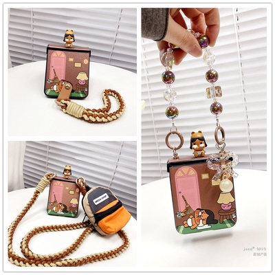 美拉德可爱卡通哭娃耳机包适用oppofindn3flip手机壳卡通斜挎OPPO新款小折叠屏FindN2Flip皮质保护套女款挂绳