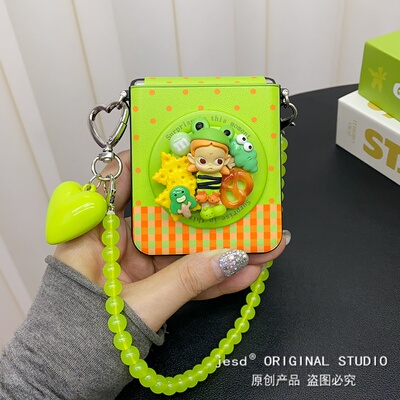 可爱青蛙女孩萌粒适用摩托罗拉razr50手机壳razr60磁吸支架Moto razr50ultra保护套razr60ultra手提网红潮壳