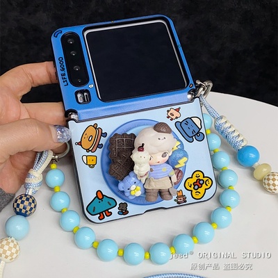 可爱卡通立体华夫饼磁吸支架适用荣耀MagicVFlip2华为Pocket2/s折叠屏novaFlip新款PuraX典藏版手机壳套