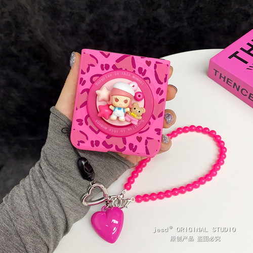 可爱茉莉支架适用三星zflip5/6/7折叠屏华为purax手机壳小米Mixflip保护套pocket2磁吸波漾纹n3flip荣耀vflip