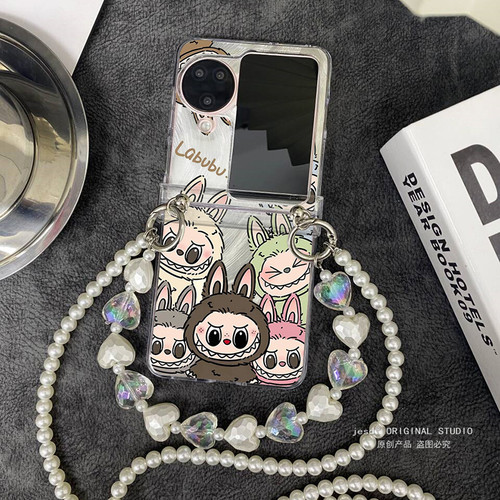 铰链全包适用于OPPOFindN3Flip手机壳findn2flip透明保护套oppo小折叠屏新款n3flip小怪兽兔子手链斜挎女