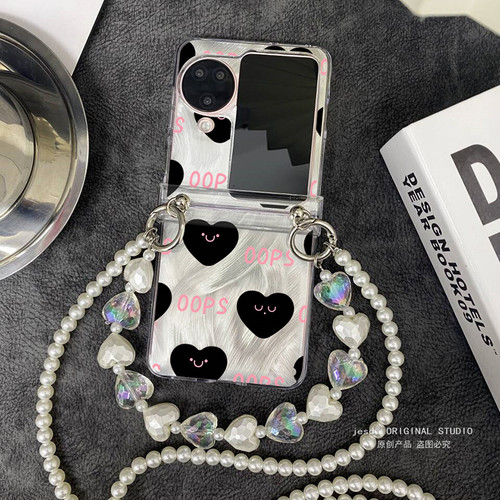 铰链全包适用于OPPOFindN3Flip手机壳findn2flip透明保护套oppo小折叠屏新款n3flip搞怪爱心表情手链斜挎女