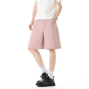 美式短裤男宽松休闲中裤2026新款夏季时尚潮流复古高级直筒五分裤