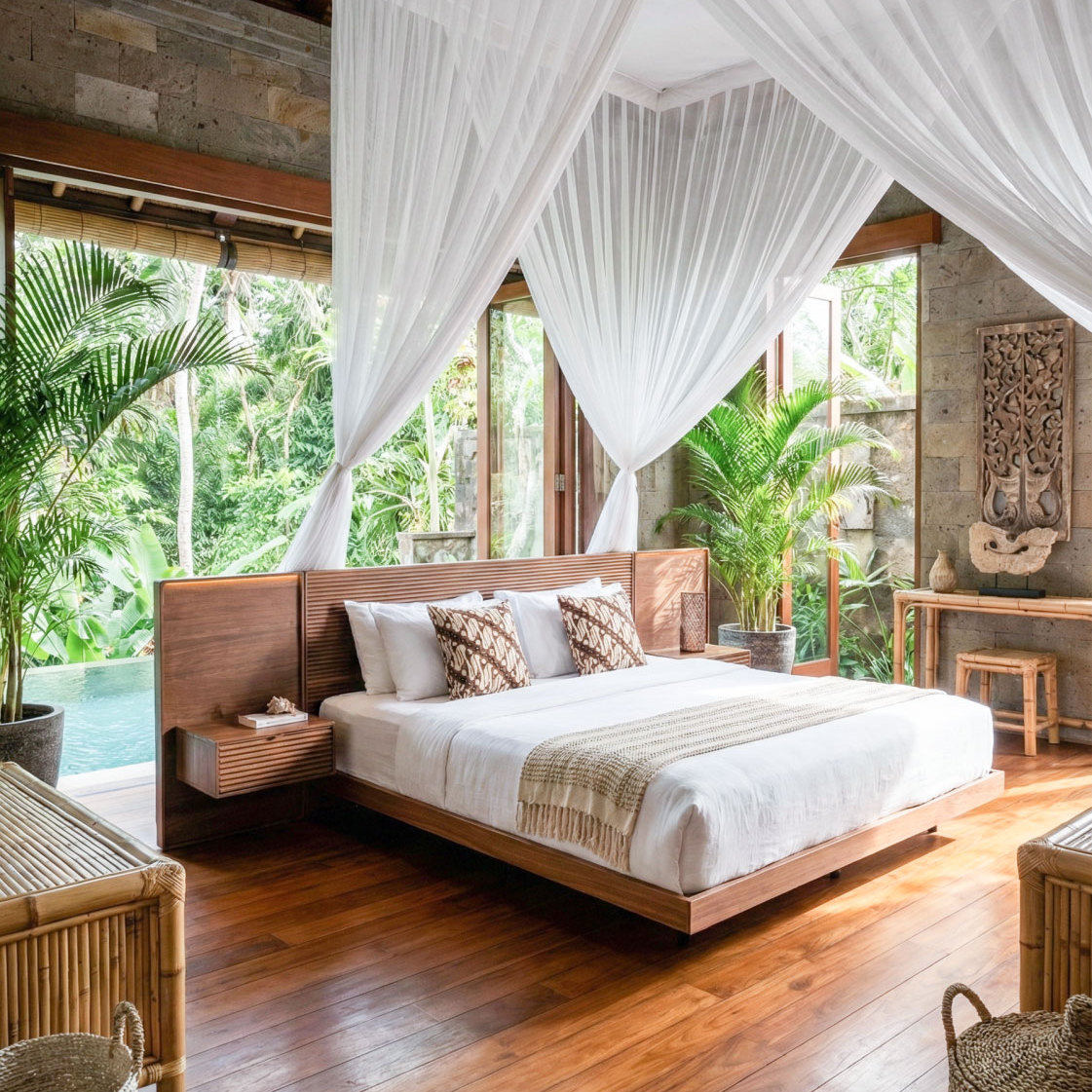 东南亚风格榻榻米实木床泰式槟榔色仿古雕花中式悬浮双人床家具