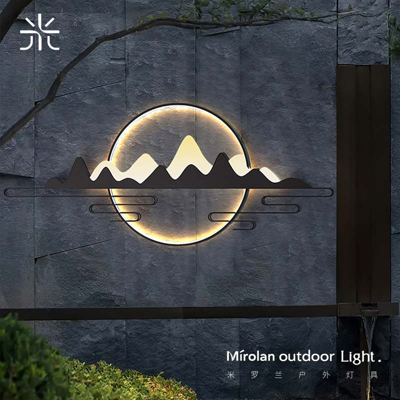 户外防水壁灯新中式院子背景墙庭院灯太阳能外墙装饰室外影壁墙灯