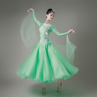 新款摩登舞国标舞连衣裙华尔兹狐步比赛服交谊舞大摆演出服
