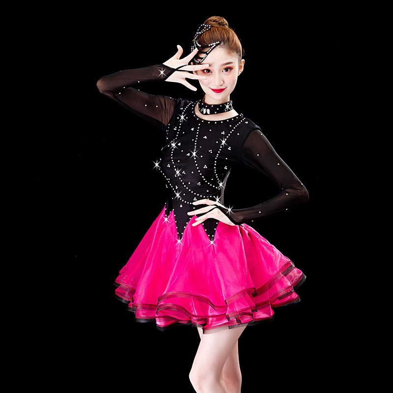 三步踩舞裙女舞蹈服装新款恰恰比赛表演服拉丁舞连衣裙水兵舞演出