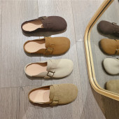 软底懒人软底平底拖鞋 韩版 女 新款 复古搭扣包头半拖女外穿2026春季