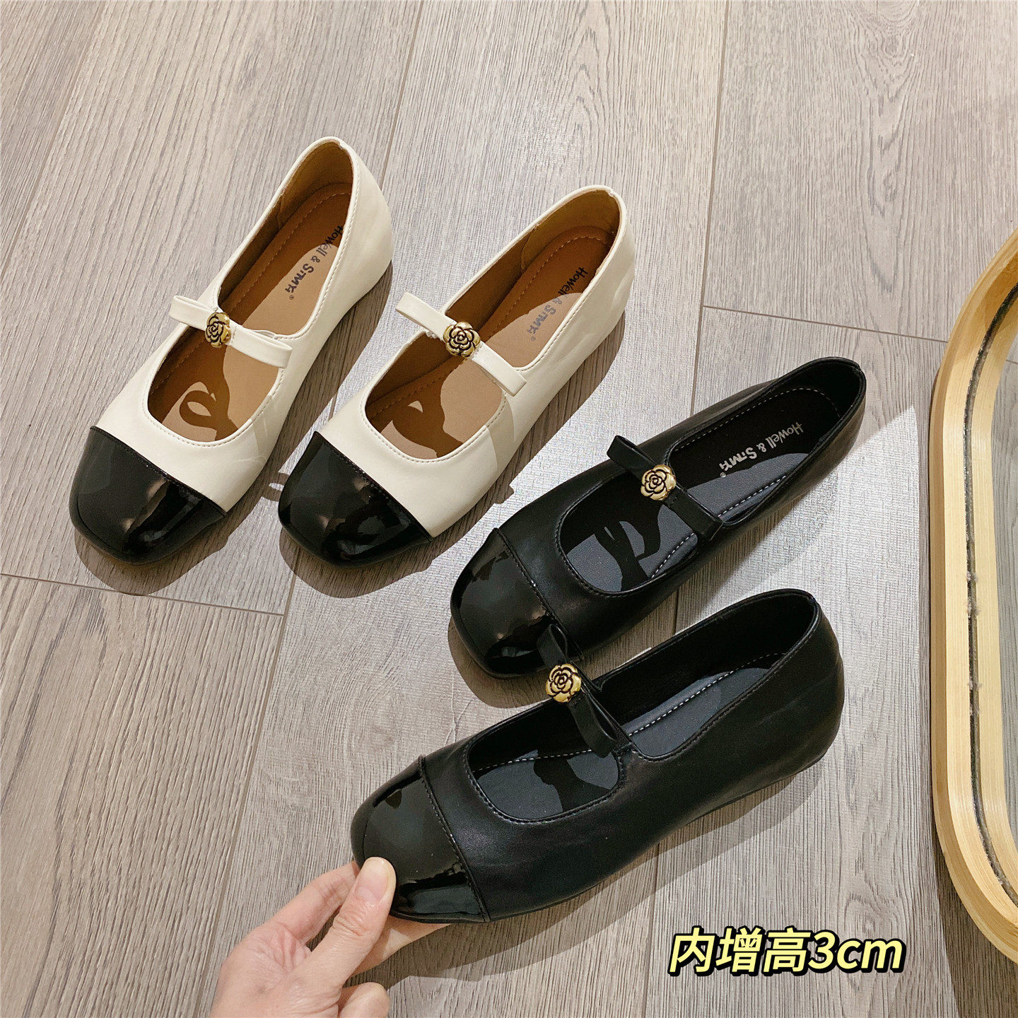 玛丽珍鞋蝴蝶结茶花单鞋女2026春季新款韩版内增高浅口豆豆鞋女鞋