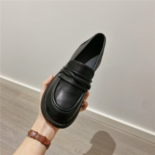 黑色小皮鞋粗跟单鞋女2026春季新款韩版圆头英伦复古乐福鞋女鞋子