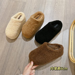 厚底包头毛毛鞋女外穿2025冬季新款保暖加绒懒人内增高半拖棉拖鞋