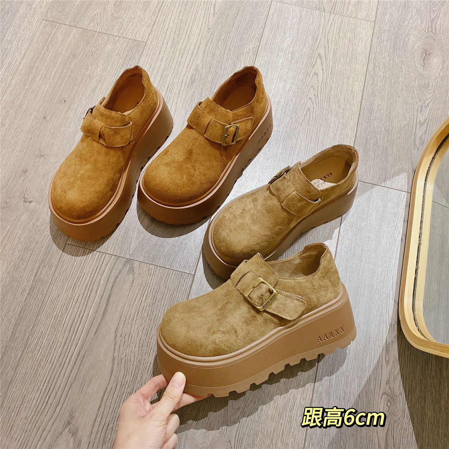 复古搭扣勃肯鞋厚底松糕鞋单鞋女2026春季新款增高6cm高跟乐福鞋,女鞋,勃肯鞋/软木鞋,淘宝优惠券,粉丝福利购,淘宝优惠卷