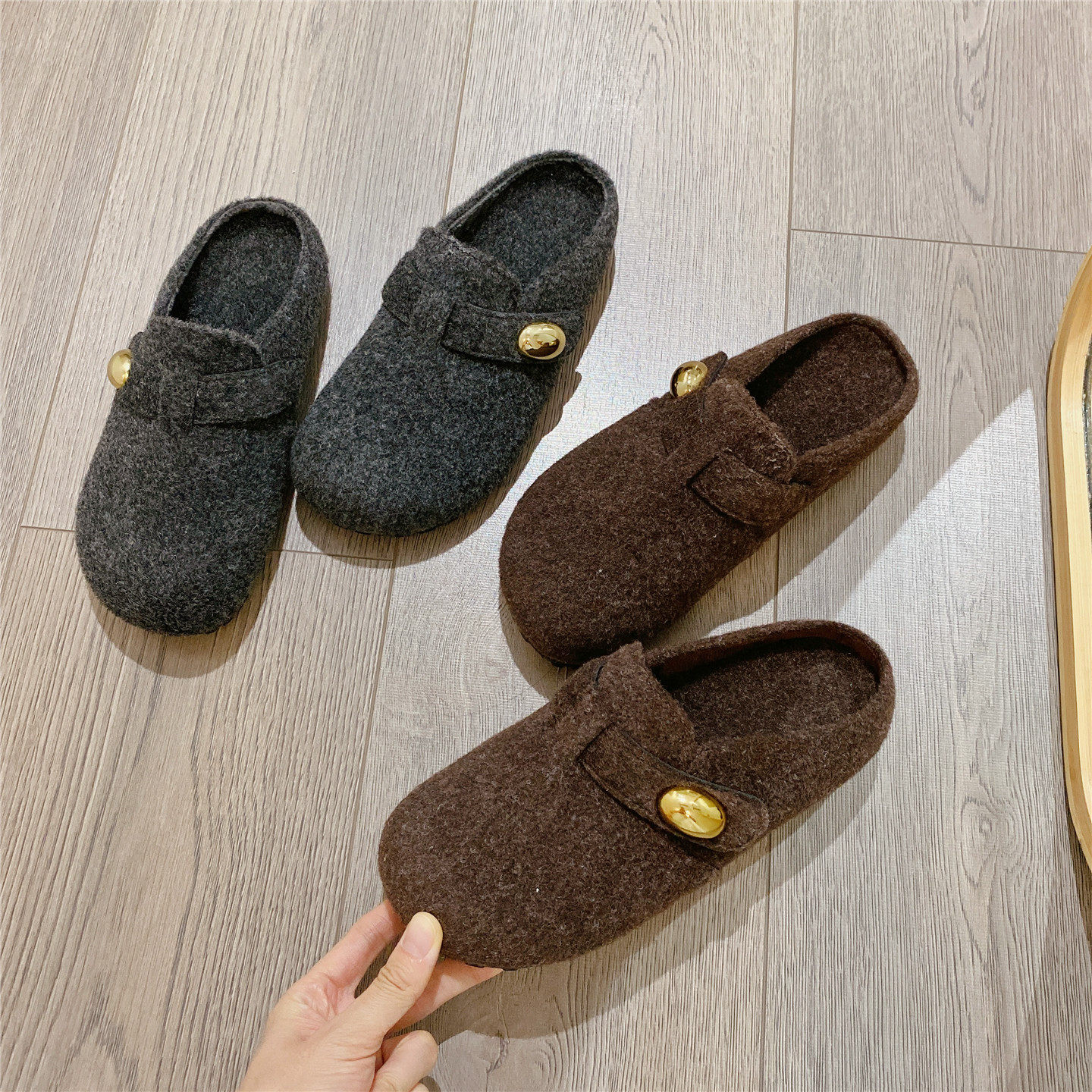 加绒勃肯鞋包头半拖女外穿2025秋季新款棉鞋内增高懒人平底拖鞋女,女鞋,包头拖,淘宝优惠券,粉丝福利购,淘宝优惠卷