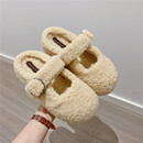 包头毛毛鞋女外穿2025冬季新款保暖加绒懒人厚底松糕半拖棉拖鞋女