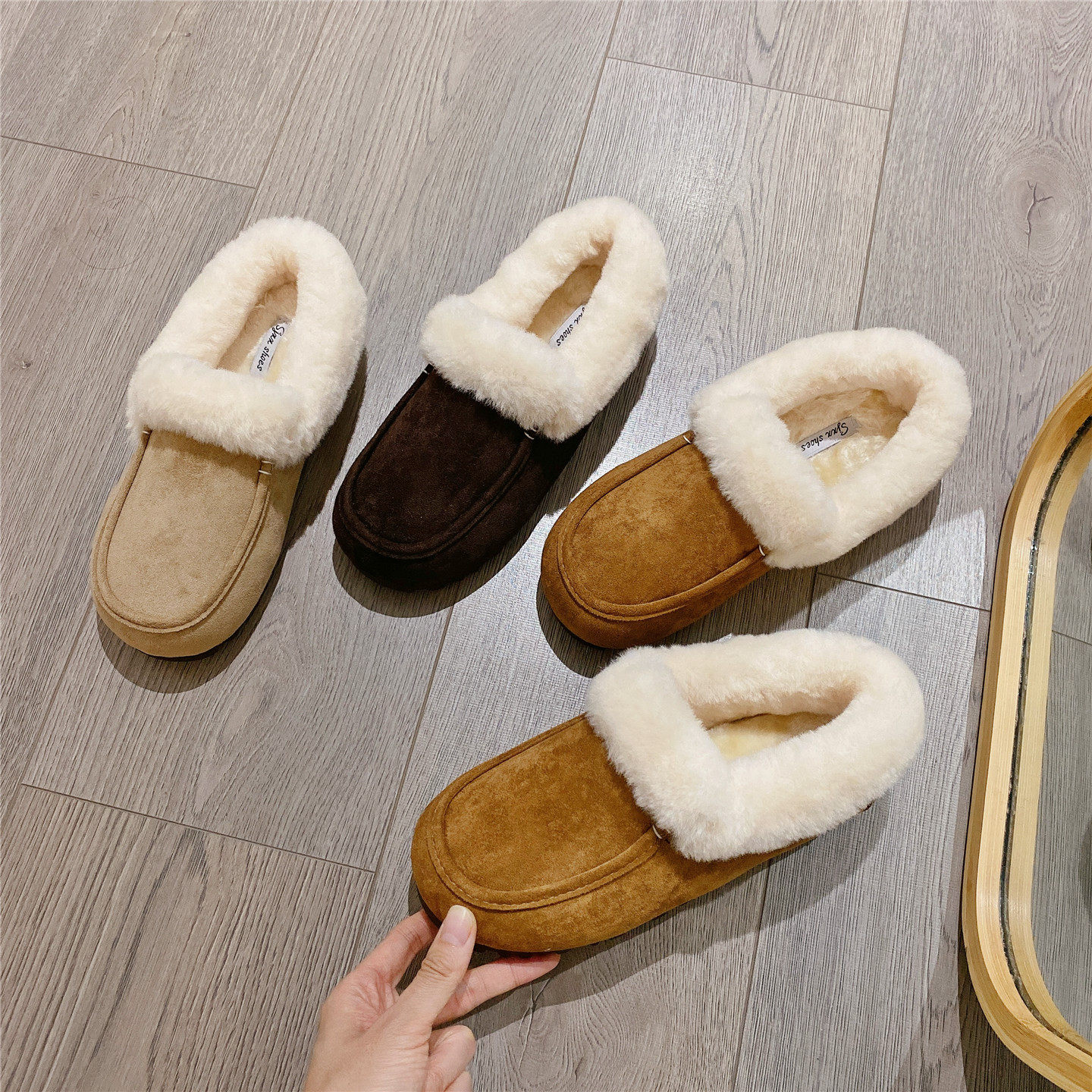 复古软底加绒平底毛毛鞋单鞋女2025冬季新款乐福鞋保暖棉鞋豆豆鞋,女鞋,深口单鞋,淘宝优惠券,粉丝福利购,淘宝优惠卷