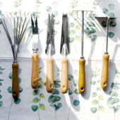 花小白家用木柄不锈钢园艺工具花园种植工具耙子锄头带刻度窄铲