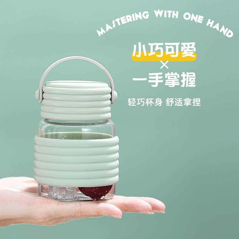 迷你小巧玻璃杯可手提式便携女生装包里耐高温防烫硅胶套水杯子