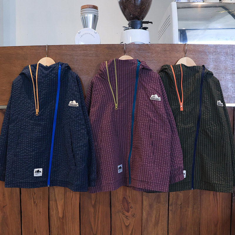 男童格纹冲锋衣初春中大儿童洋气撞色双拉链外套立领儿童户外风衣