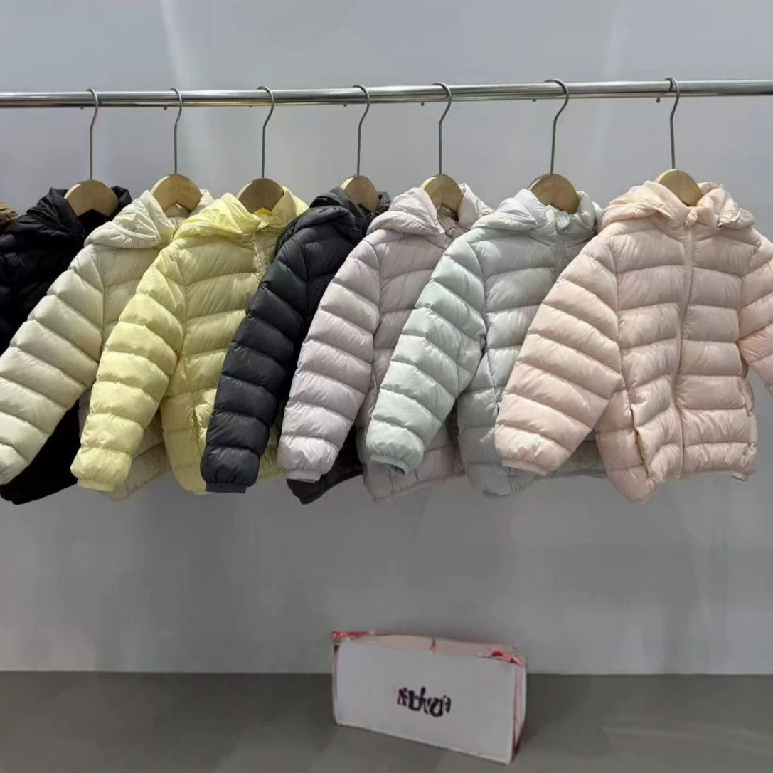 男女童90白鸭绒轻薄短款羽绒服