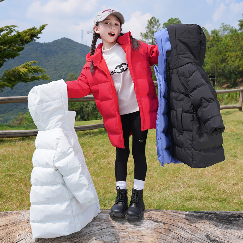 品牌90绒儿童轻暖蓬羽绒服中长男童女童宝宝棉服外套防风新款冬装