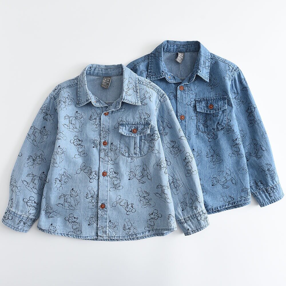 男童牛仔长袖衬衫春款男宝宝衬衣儿童帅气潮童装春秋款中大童上衣