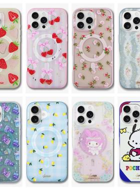 美国SONIX新款Kitty三丽鸥联名美乐蒂可爱帕恰狗iPhone16ProMax WF彩框卡通防摔磁吸手机壳