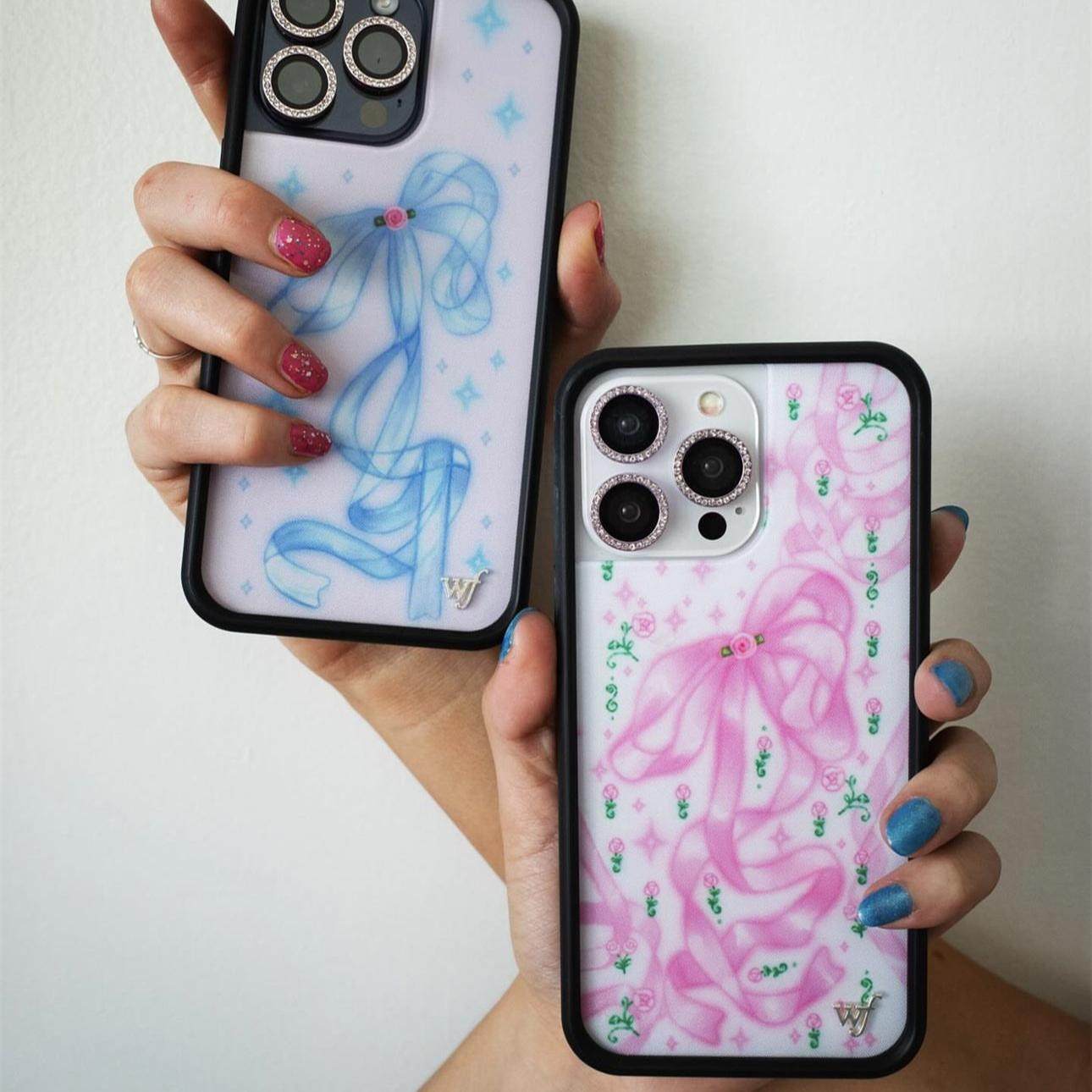 wildflower美国代购闪耀少女绸带蓝粉花环iPhone16ProMaxWF手机壳