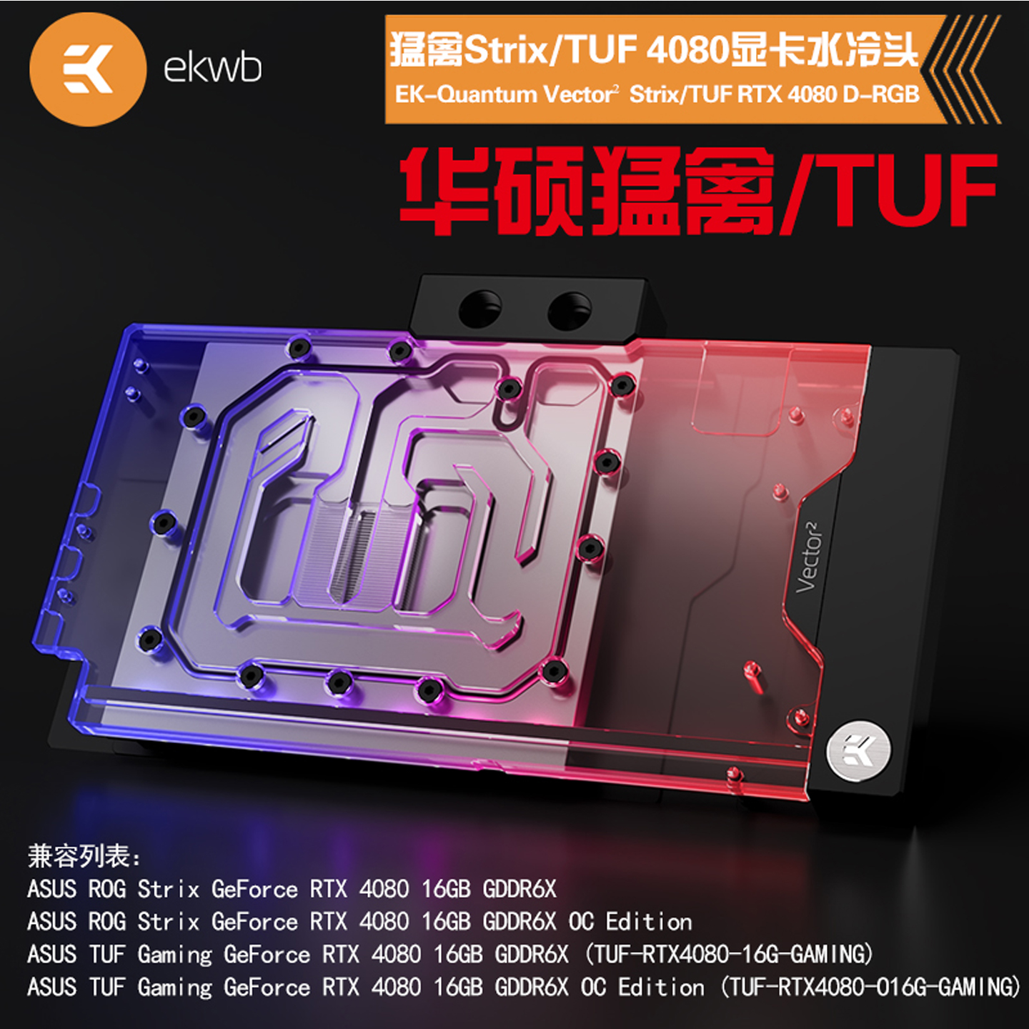 EKWB4080猛禽TUF显卡水冷头
