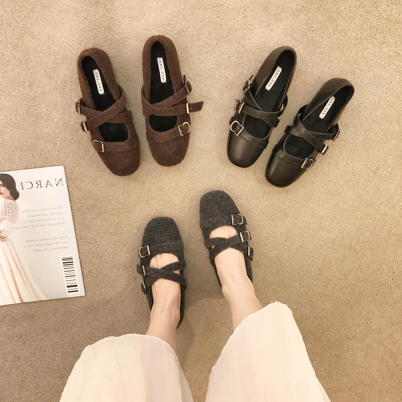 显瘦复古加绒玛丽珍单鞋女2026秋冬季软底晚晚风内增高瓢鞋配大衣