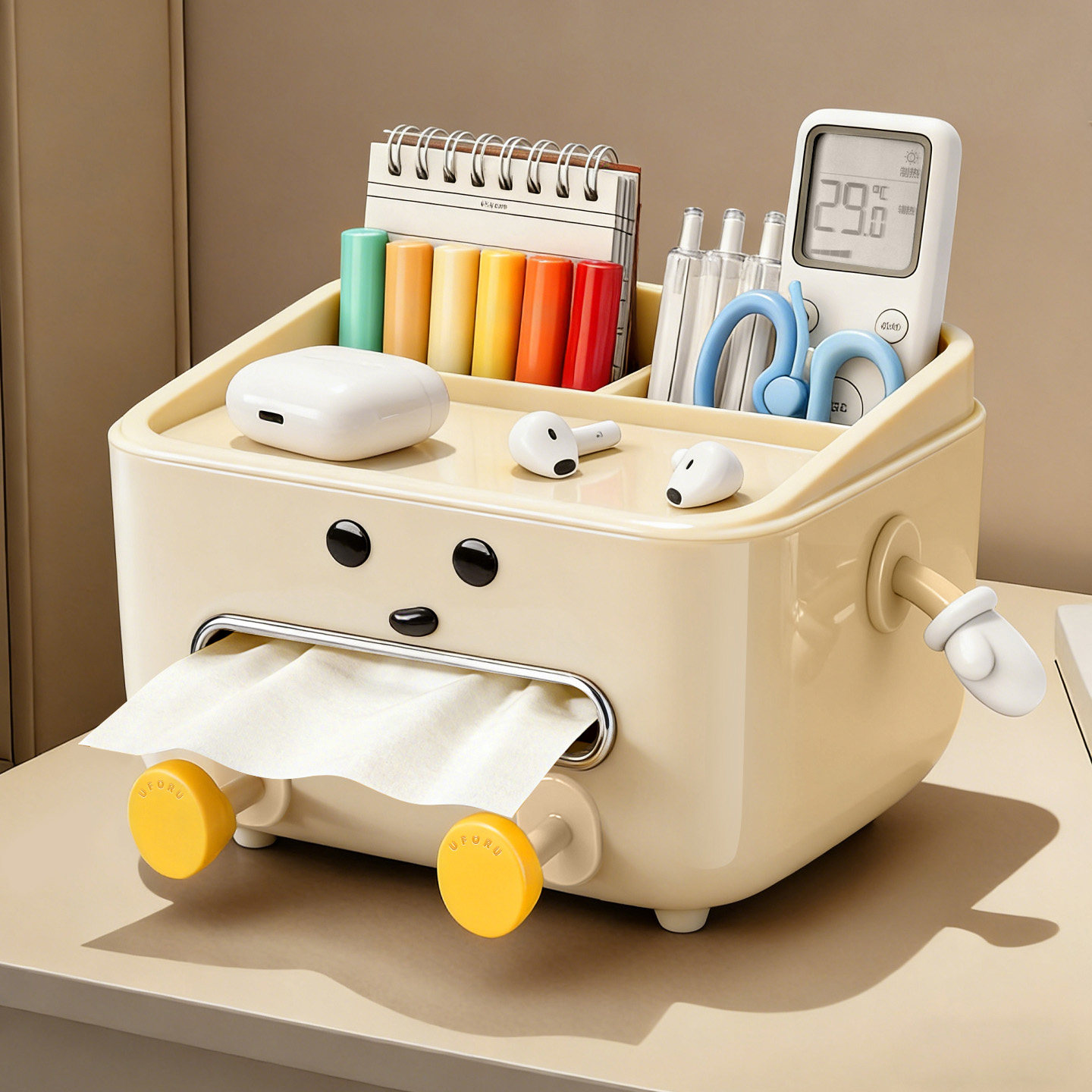 多功能笔筒纸巾盒文具收纳盒高颜值桌面床头柜家用整理置物架遥控器抽纸办公室工位改造神器可爱学生宿舍女生