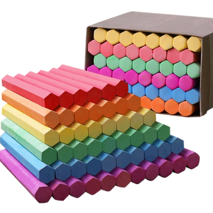 彩色粉笔整箱黑板报用儿童学生无尘家用教学白色粉笔安全环保六角圆角水溶性粉笔10色绘画写字教师用实惠箱装