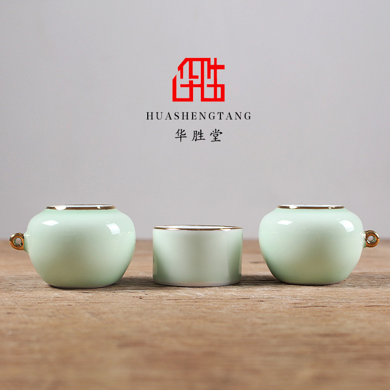 华胜堂景德镇手绘青釉小鸟笼靛颏