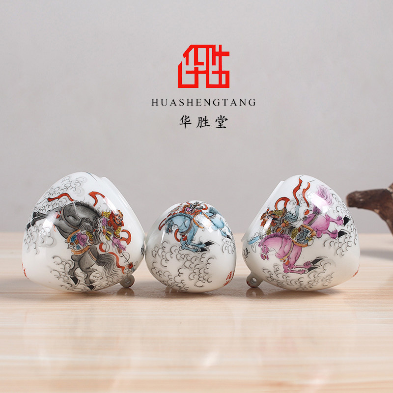 景德镇手绘五虎上将画眉缸鸟食罐