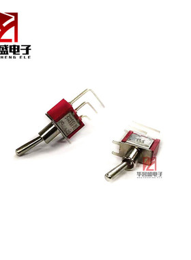 摇臂 拨动 钮子开关 MTS-102C4 红色 3脚2档 弯脚 5.08间距