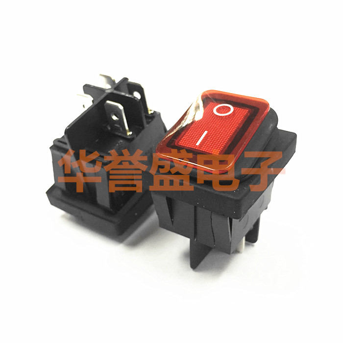 台湾HONYONE 进口 防水翘板 船型 开关 WR-210-C5L-BR 带灯4脚2档