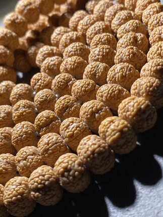小金刚菩提108手串龙鳞纹四瓣五瓣文玩佛珠梅花龙脊姜黄皮爆肉