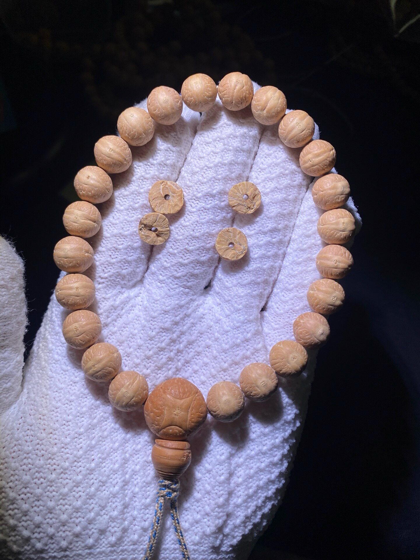 尼泊尔凤眼实心菩提手串念珠手串成熟度高密度一流大眼睛姜黄皮