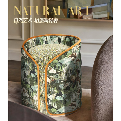 法式轻奢绗缝拉点圆形蒲团坐墩