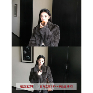 MG小象 芬兰暮光'100兔毛贵贵千金皮草外套女冬气质皮毛一体外套