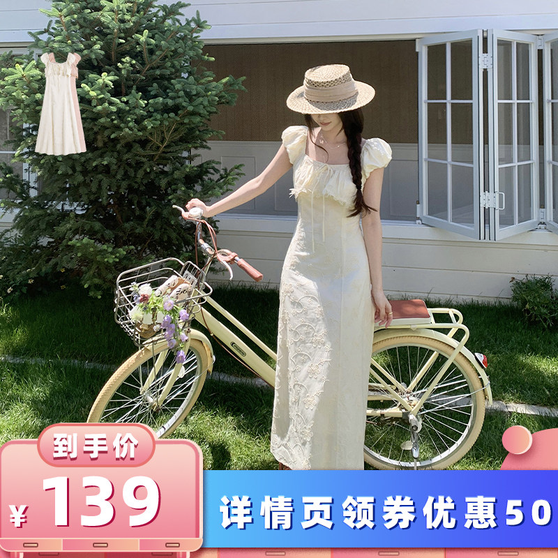 【所有女生的衣橱直播间】MG小象 蕾丝提花泡泡袖连衣裙图片
