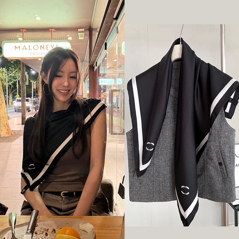 jennie同款小香风真丝90方巾高级感百搭韩版桑蚕丝丝巾披肩女围巾